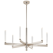 Kichler 52667PN - Sycara 36.25 Inch 6 Light LED Chandelier with Faceted Crystal in Polished Nickel