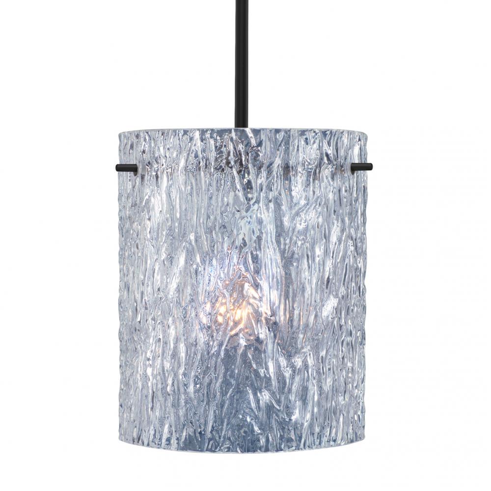 Besa Stem Pendant Tamburo 8 Black Clear Stone 1x100W MAX E26 Base