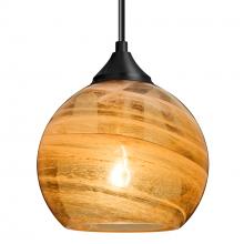 Besa Lighting 1JC-JILLYAM-BK - Besa, Jilly Cord Pendant, Vapor Amber, Black Finish, 1x60W MAX E26 Base