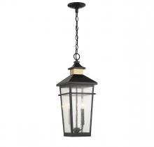 Savoy House 5-717-143 - Kingsley 2-Light Outdoor Hanging Lantern in Matte Black with Warm Brass Accents