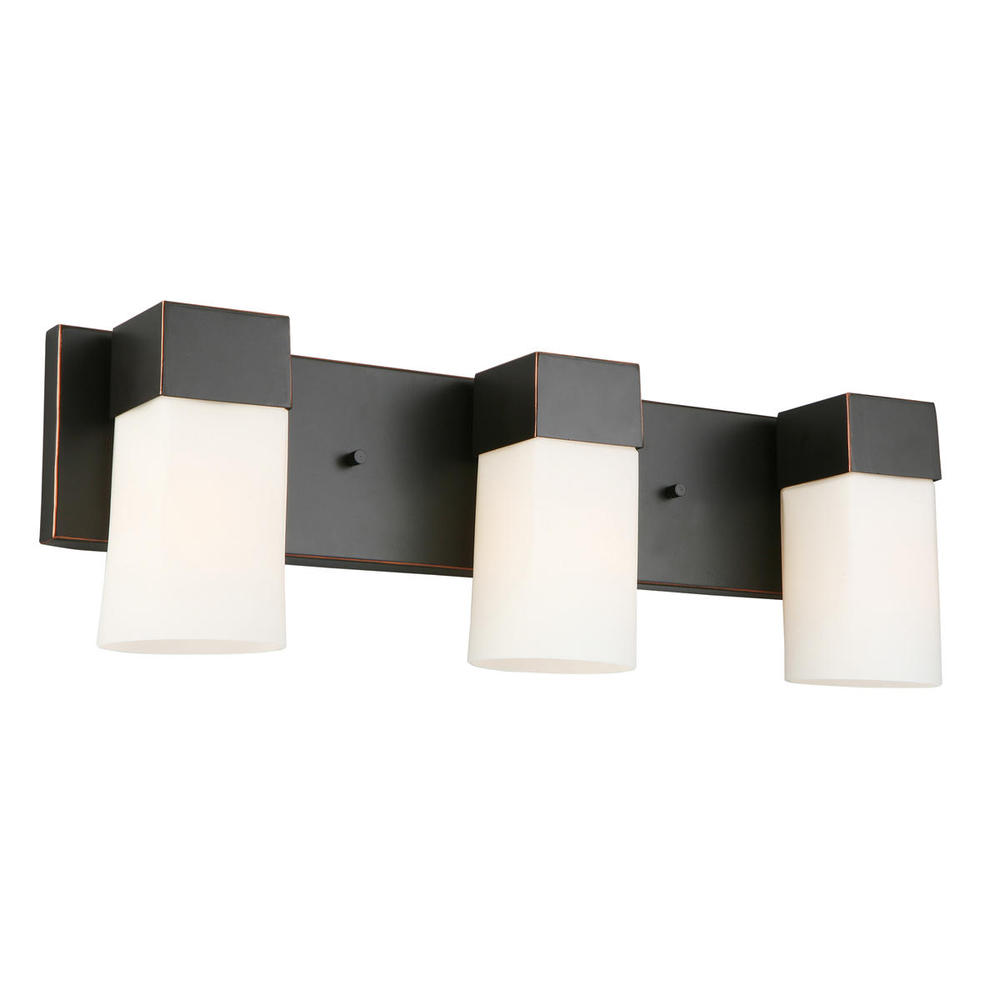 3 LT Bath/Vanity Light w/ Oil Rubbed Bronze Finish & Frosted Glass Shades