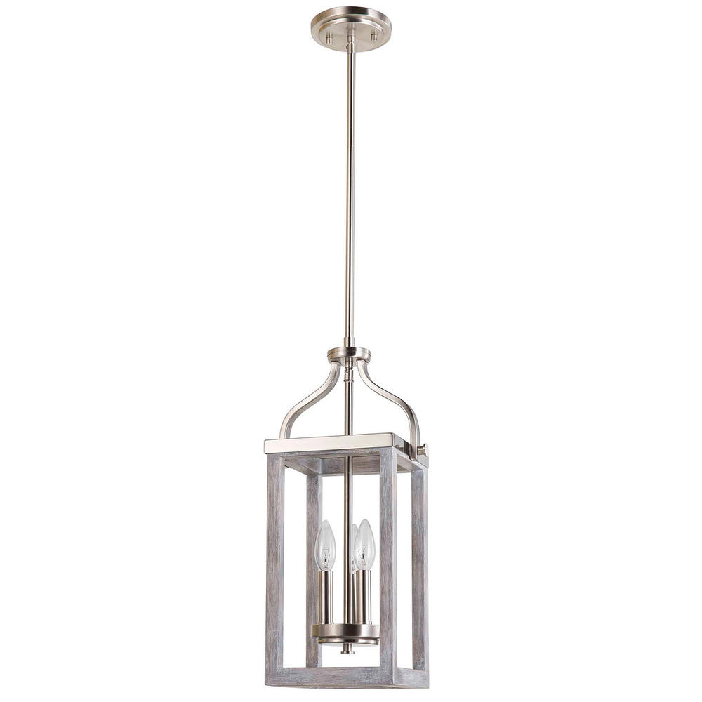 3 LT Pendant w/ Acacia Wood & Brushed Nickel Finish