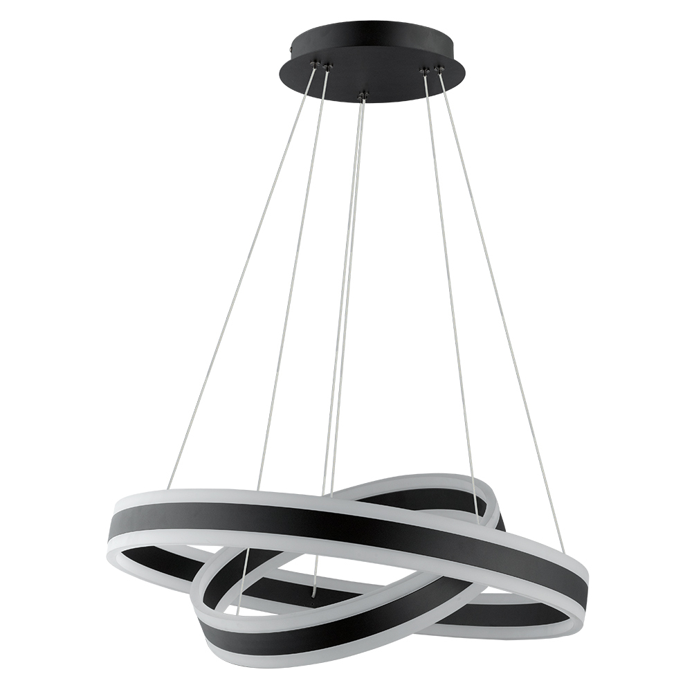 2 LT LED Circular Open Pendant w/ Black Finish & White Acrylic Diffuser