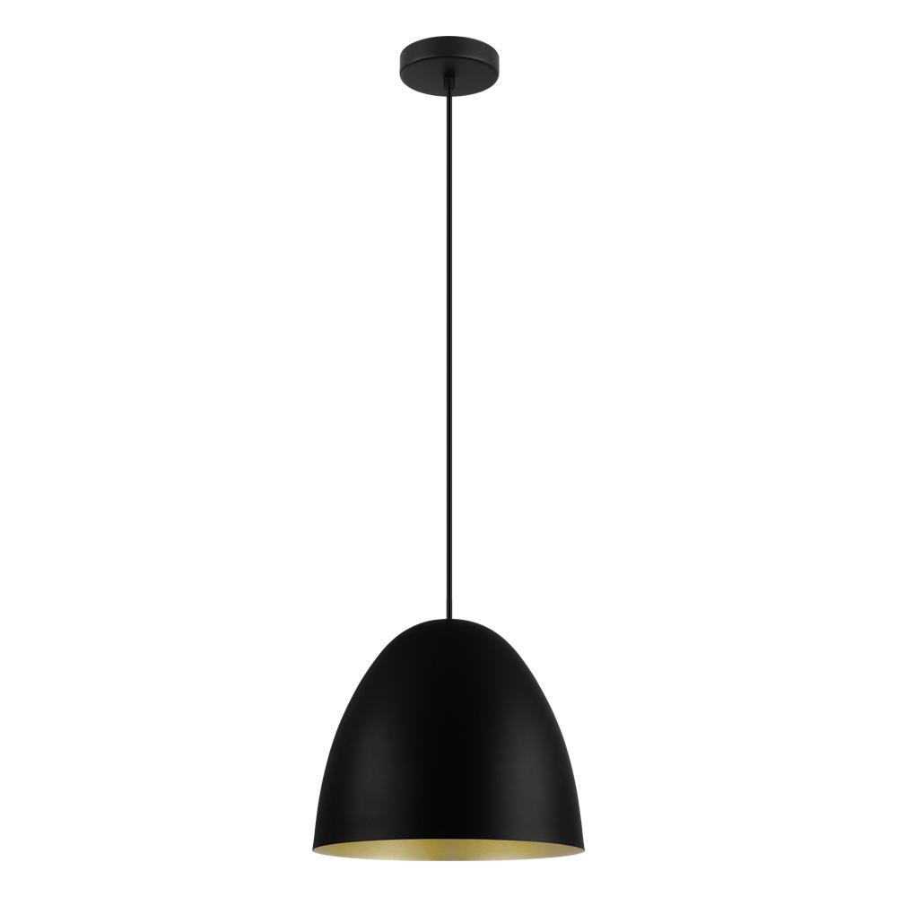 1 LT Pendant w/ Black Finish & Black & Gold Shade