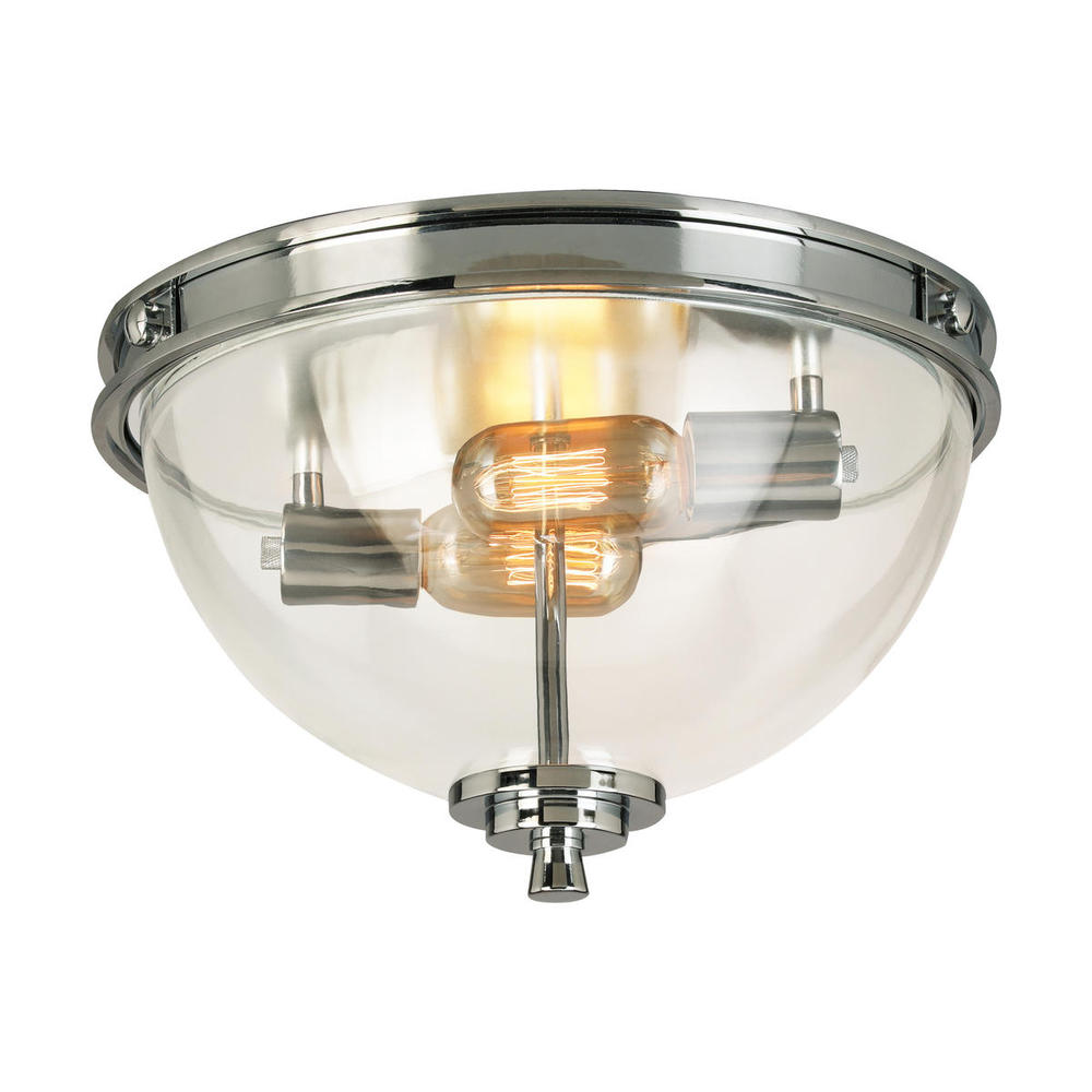 3 LT Ceiling Light w/ Chrome Finish & Clear Dome Shaped Glass Shades