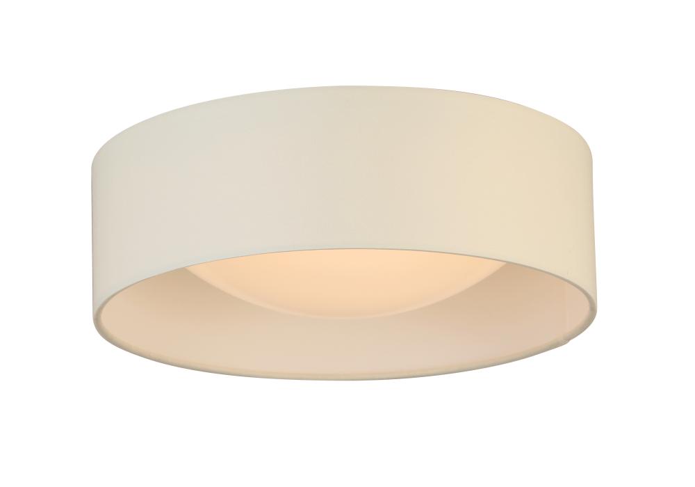 Integrated LED 12" Ceiling Light w/ White Fabric Shade & White Acrylic Diffuser
