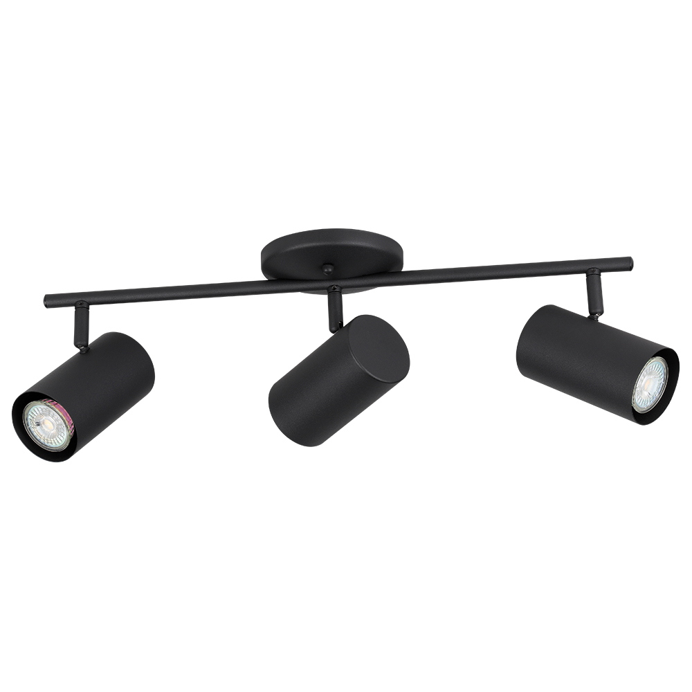 3 LT Fixed Track Light w/ Black Finish & Black Adjustable Cylinder Shades