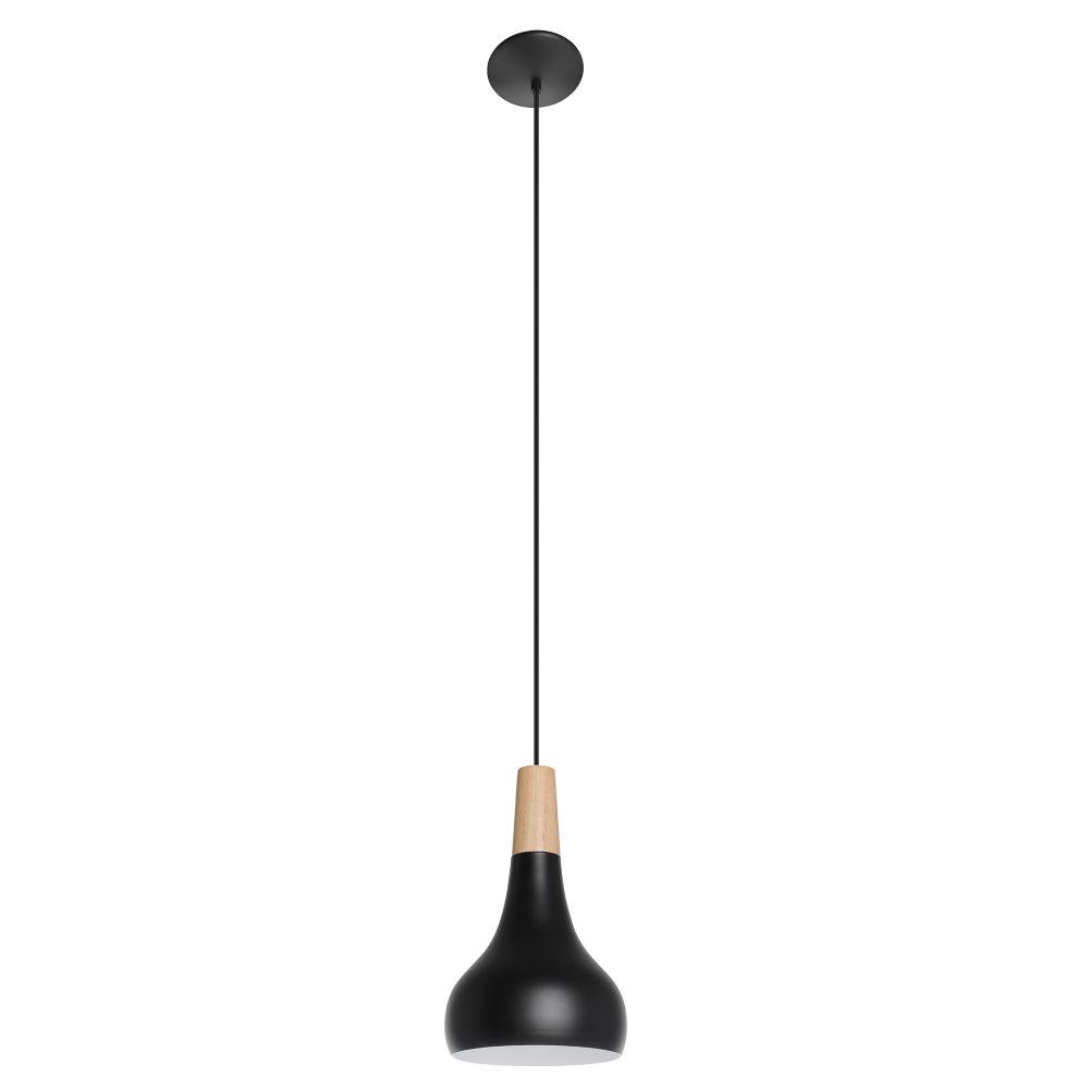 1 LT Pendant w/ Black Finish & Black & White Metal Shade