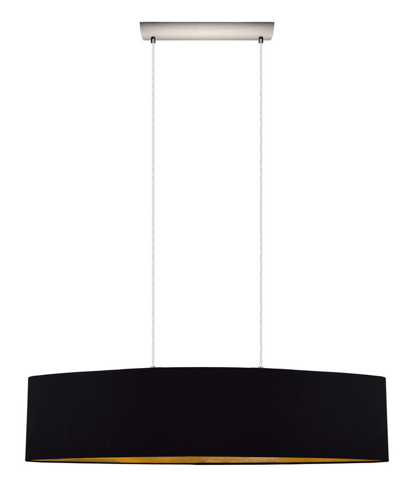 2 LT Pendant w/ Satin Nickel Finish & Black & Gold Shade