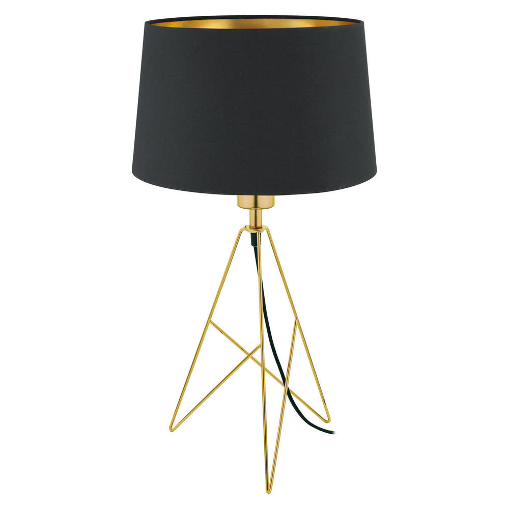 1 LT Table Lamp w/ a Gold Finish Base & Black Exterior & Gold Interior Shade