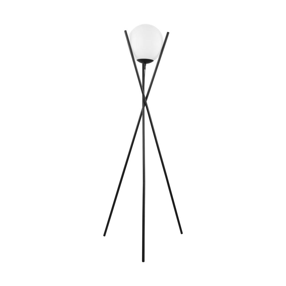 1 LT Floor Lamp w/ Matte Black Finish & White Sphere Shade