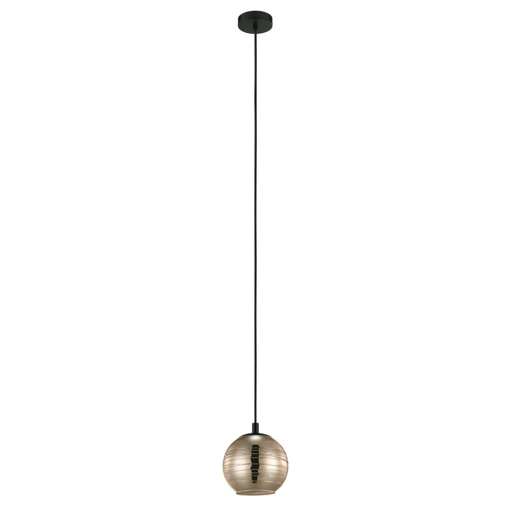 1 LT Mini Pendant w/ a Black Finish & Gold Smoked Glass Shade