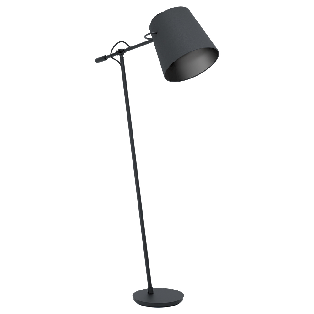 1 LT Floor Lamp w/ a Black Finish & Black Fabric Shade