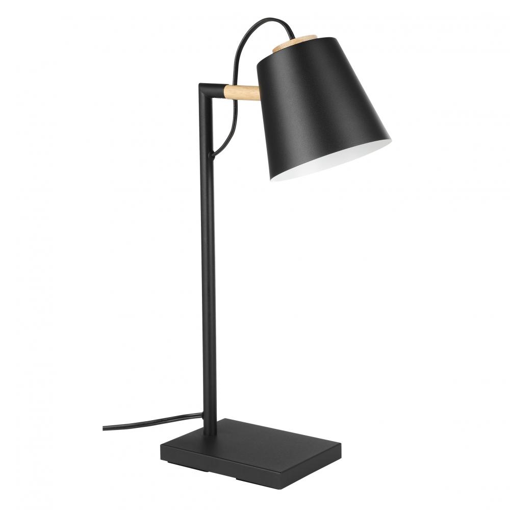 1 LT Table Lamp w/ Structured Black Finish & Black w/ White Interior Metal Shade