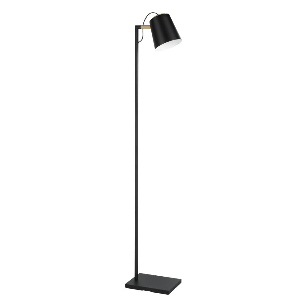 1 LT Floor Lamp w/ Structured Black Finish & Black w/ White Interior Metal Shade