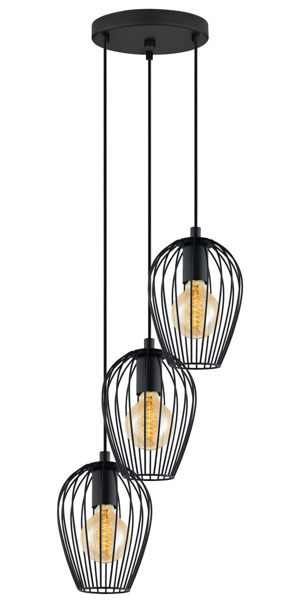 3 LT Cascade Pendant w/ Black Finish &  Black Metal Shades