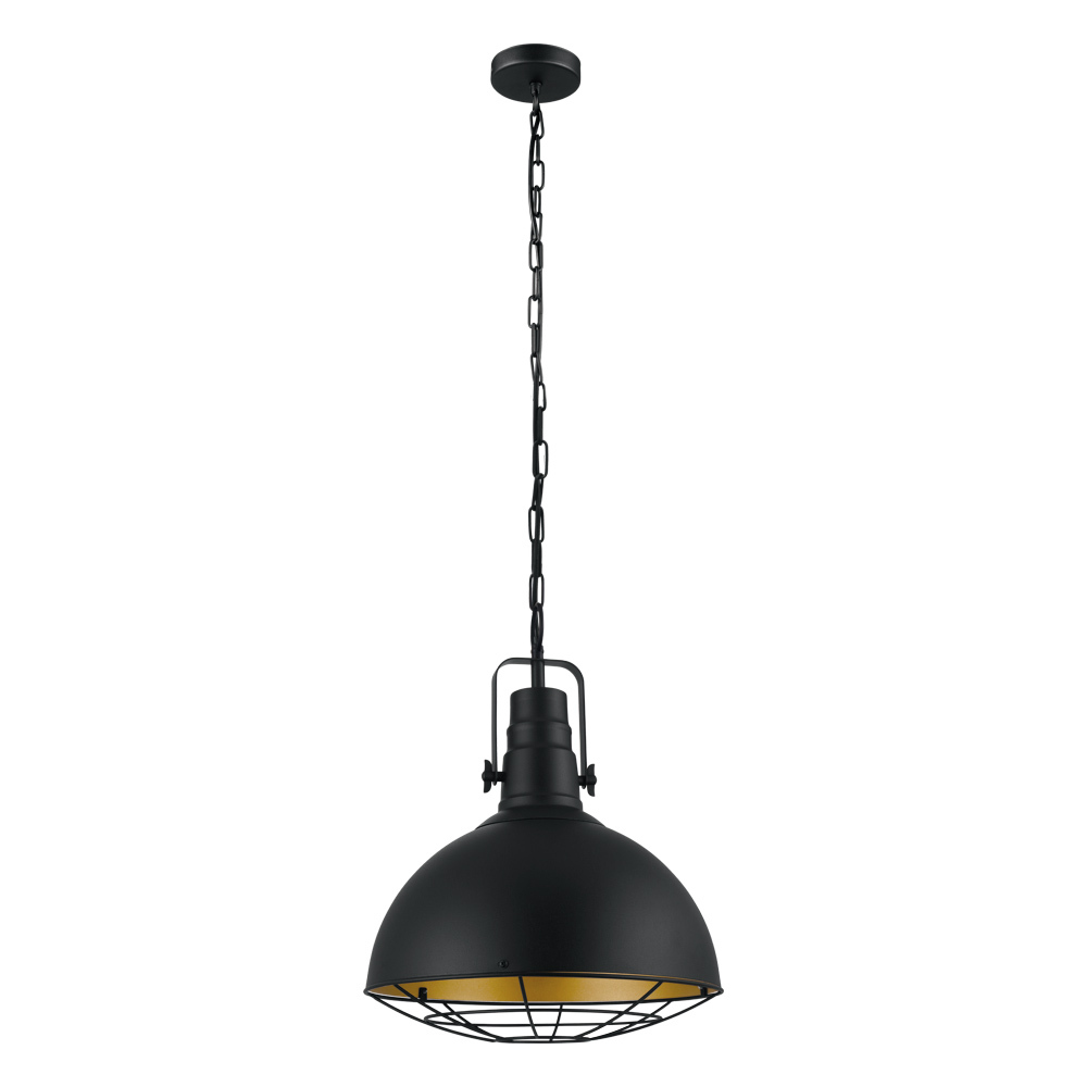 1 LT Pendant w/ Black Finish & Black w/ Gold Interior Metal Shade