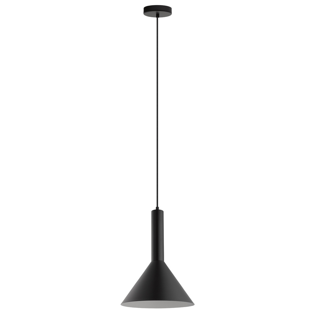 1 LT Pendant w/ Matte Black Finish & Black w/ White Interior Metal Shade