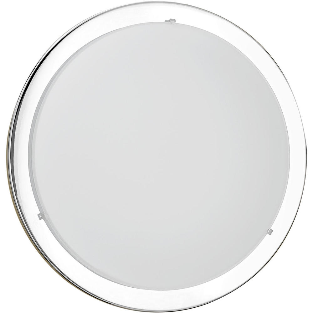 1 LT Ceiling Light w/ Chrome Finish & Satin Glass Shade