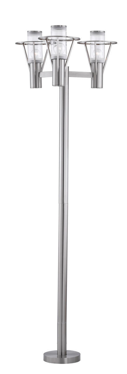 3 LT Outdoor Lamp w/ Stainless Steel Finish & Clear Glass Shades