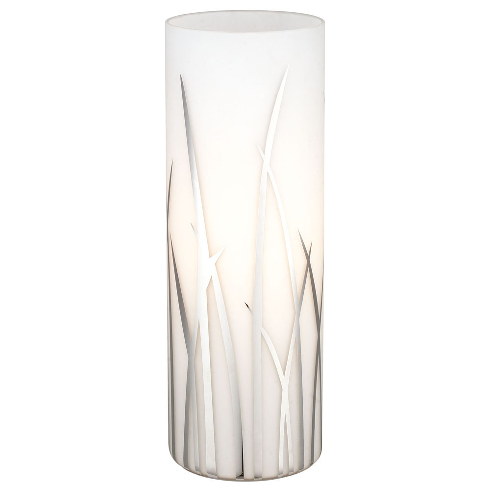 1 LT Glass Table Lamp White w/ Chrome Accents