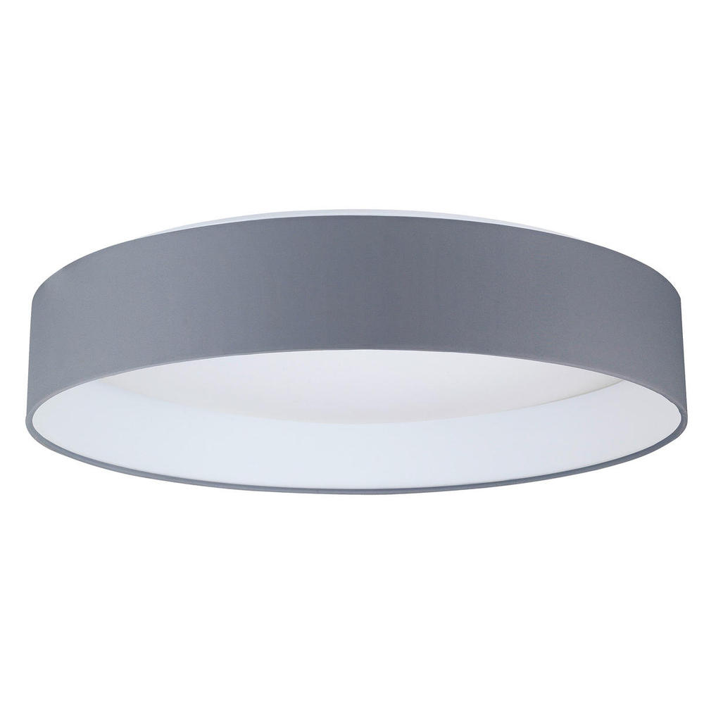 1 LT Integrated LED Ceiling Light w/ Charcoal Grey Fabric Shade & White Plastic Diffuser