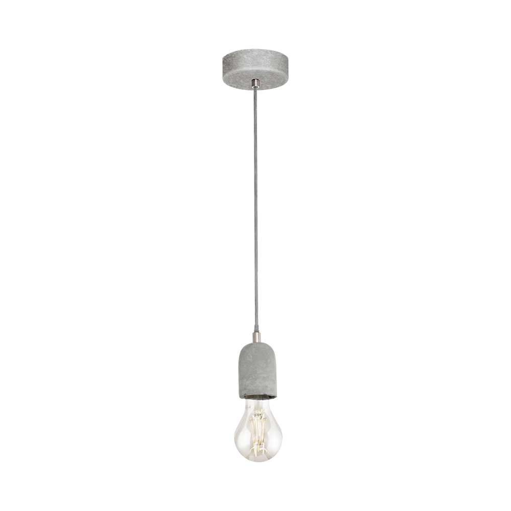 1 LT Open Bulb Mini Pendant w/ Grey Concrete Finish