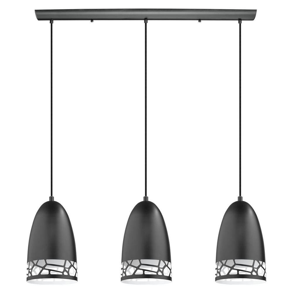 3 LT Linear Pendant w/ Black Finish & Black w/ White Interior Metal Shades