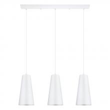 Eglo 201528A - 3 LT Linear Pendant w/ White Finish & White Metal Cone Shaped Shades