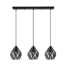 Eglo 202037A - 3 LT Linear Pendant w/ Black Finish & Black & Silver Shade
