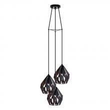 Eglo 202041A - 3 LT Cascade Pendant w/ Black Finish & Black & Copper Shades