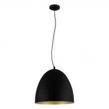 Eglo 204316A - 1 LT Pendant w/ Black Finish & Black & Gold Shade