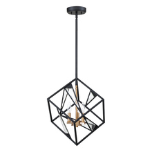Eglo 204587A - 3 LT Geometric Open Frame Pendant w/ Black Finish w/ Gold & Clear Glass Accents