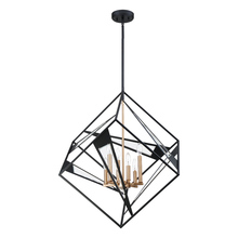 Eglo 204588A - 6 LT Geometric Open Frame Pendant w/ Black Finish w/ Gold & Clear Glass Accents