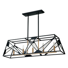 Eglo 204589A - 5 LT Open Frame Linear Pendant w/ Black Finish w/ Gold & Clear Glass Accents