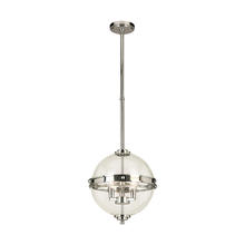 Eglo 204701A - 3 LT Pendant w/ Chrome Finish & Clear Shere Shaped Glass Shade