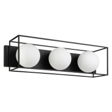Eglo 205351A - 3 LT Bath/Vanity Light w/ Matte Black Finish & White Sphere Glass Shades