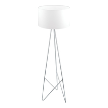 Eglo 39232A - 1 LT Floor Lamp w/ a Geometric Chrome Base & Round White Fabric Shade