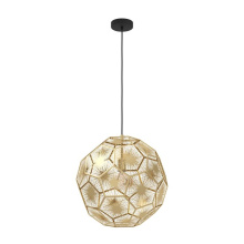 Eglo 39756A - 1 LT Pendant w/ Black Finish & Brass Geometric Design Shade