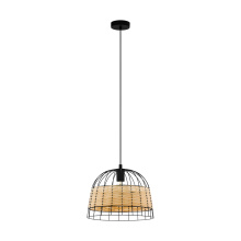 Eglo 43311A - 1 LT Pendant w/ Black Finish & Black Metal & Rattan Shade
