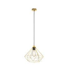Eglo 43679A - 1 LT Open Frame Geometric Pendant w/ Brushed Brass Finish & Black Acccents