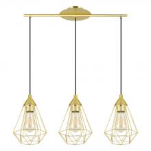 Eglo 43682A - 3 LT Linear Pendant w/ Brushed Brass Finish w/ Black Accents
