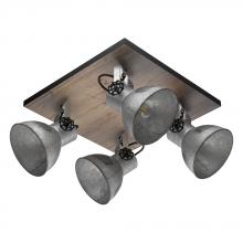 Eglo 49653A - 4 LT Ceiling Light w/ Black & Bleached Wood Finish W/ Distressed Zinc & Black Metal Adjustable Shade
