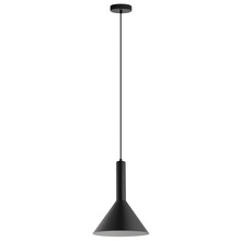 Eglo 62998A - 1 LT Pendant w/ Matte Black Finish & Black w/ White Interior Metal Shade