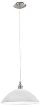 Eglo 88491A - 1 LT Pendant w/ Matte Nickel Finish & White Wiped Glass Shade