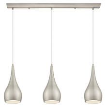Eglo 92077A - 3 LT Linear Pendant w/ Matte Nickel Finish & Matte Nickel w/ White Interior Metal Shade