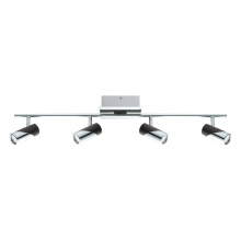 Eglo 95438A - 4 LT LED Track Light w/ Chrome Finish & Chrome & Black Adjustable Lamp Heads