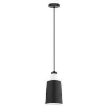 Eglo 96801A - 1 LT Mini Pendant w/ a Black  w/ White Interior Shade Surrounding White Glass