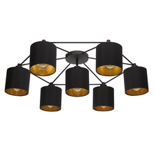 Eglo 97895A - 7 LT Ceiling Light w/ a Black Finish & Black w/ Gold Interior Shades