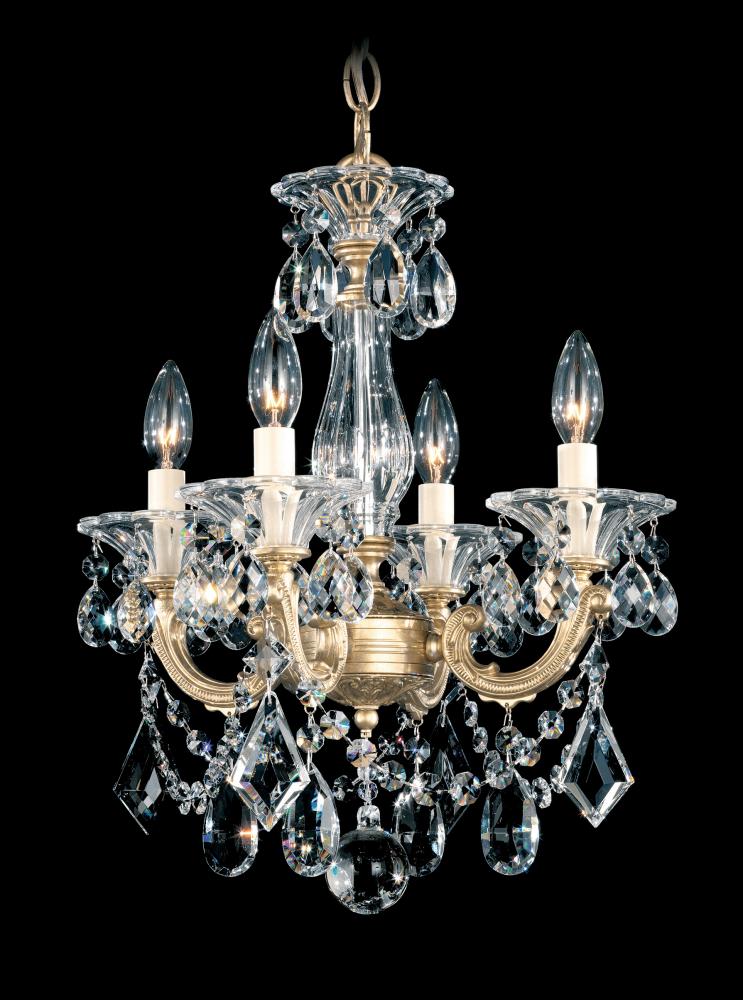 La Scala 4 Light 120V Chandelier in French Gold with Clear Heritage Handcut Crystal